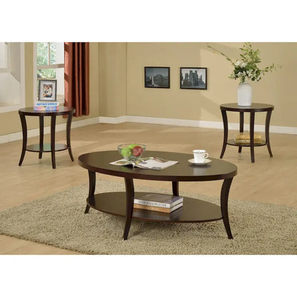 Oval Coffee Table with Shelf