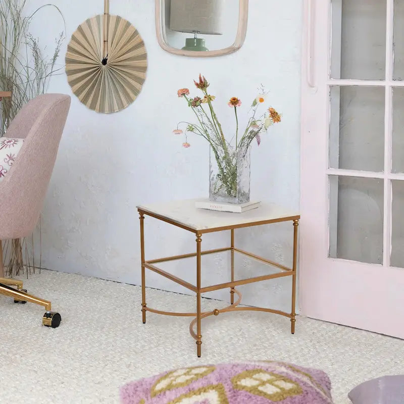 Marble and Metal End Table