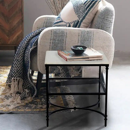 Marble and Metal End Table