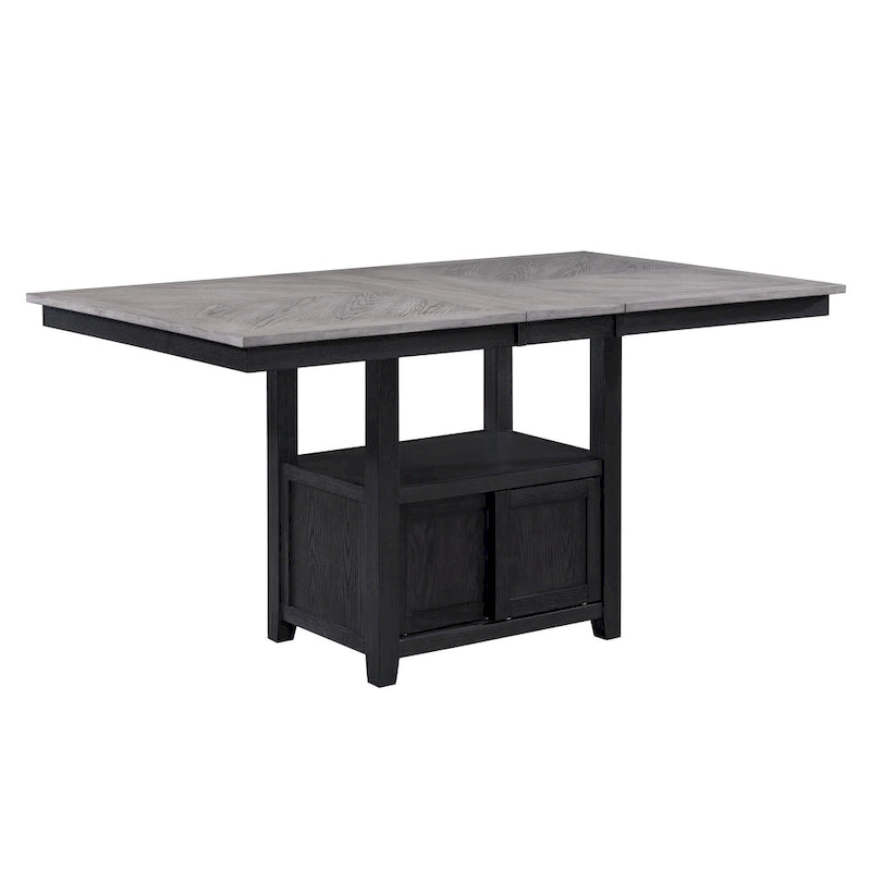Patricia 60 -72 Inch Counter Height Table, Extendable, Light Gray, Black