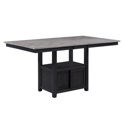 Patricia 60 -72 Inch Counter Height Table, Extendable, Light Gray, Black