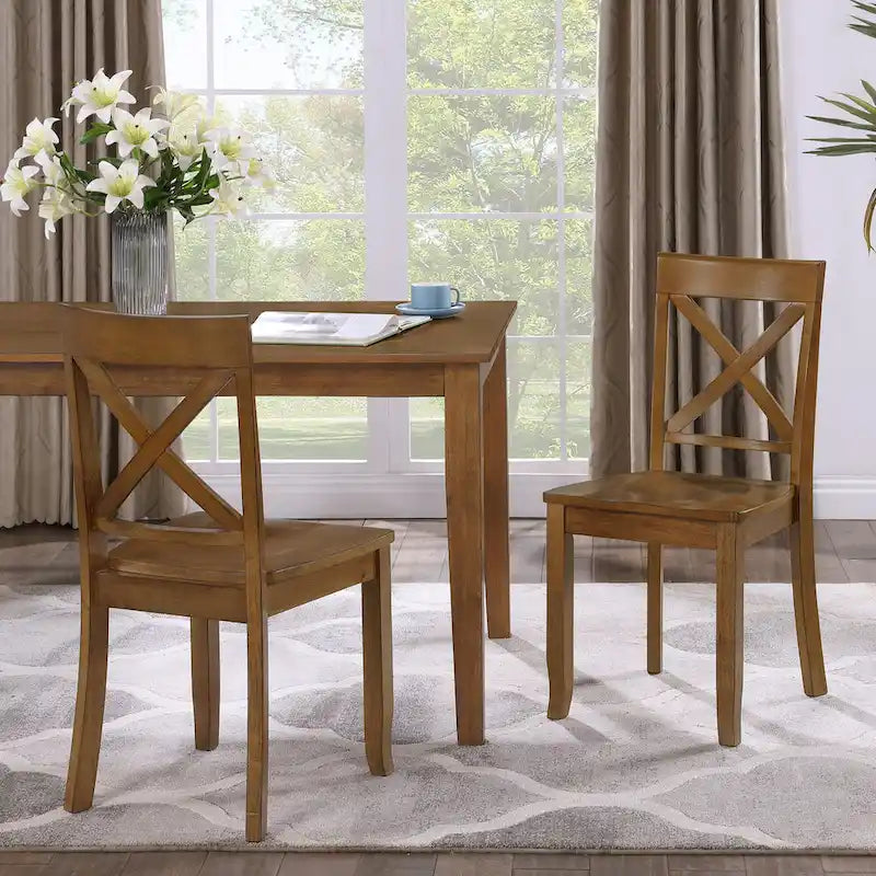 Antique X Back Wood Cross Back Dining Chairs