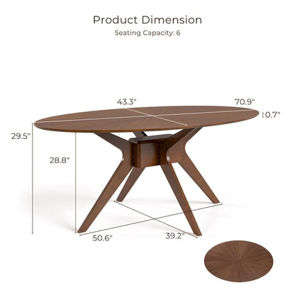 Furniture of America Shaw Mid-century Walnut 71-inch Oval Wood Dining Table