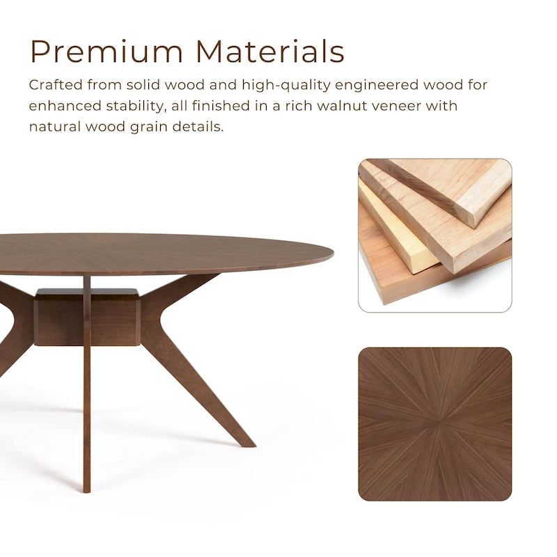 Furniture of America Shaw Mid-century Walnut 71-inch Oval Wood Dining Table