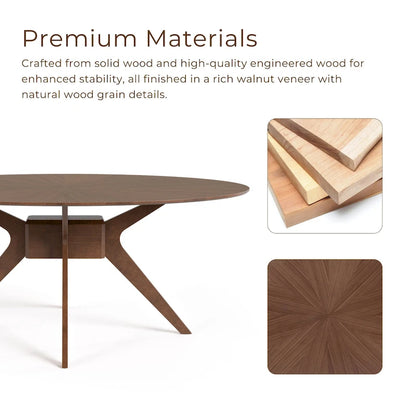 Furniture of America Shaw Mid-century Walnut 71-inch Oval Wood Dining Table