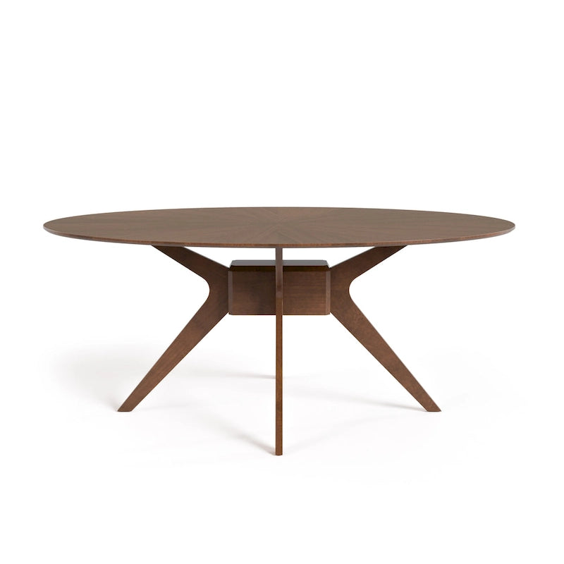 Furniture of America Shaw Mid-century Walnut 71-inch Oval Wood Dining Table
