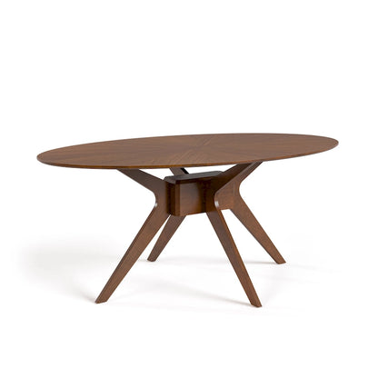 Furniture of America Shaw Mid-century Walnut 71-inch Oval Wood Dining Table