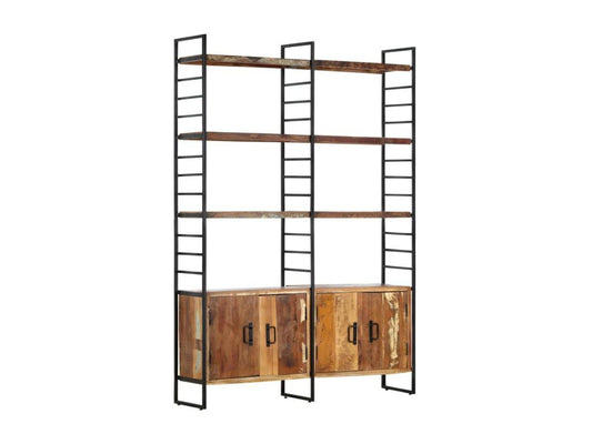 4-tier bookcase, 124x30x180 cm, solid reclaimed wood