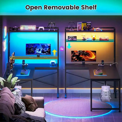 L Shaped Gaming Desk Reversible 45.3 in Small Corner Desk