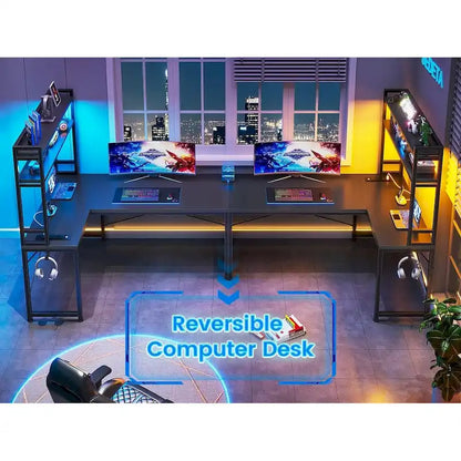 L Shaped Gaming Desk Reversible 45.3 in Small Corner Desk