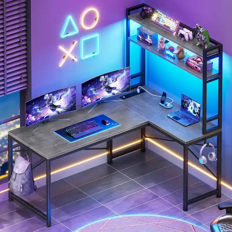 L Shaped Gaming Desk Reversible 45.3 in Small Corner Desk