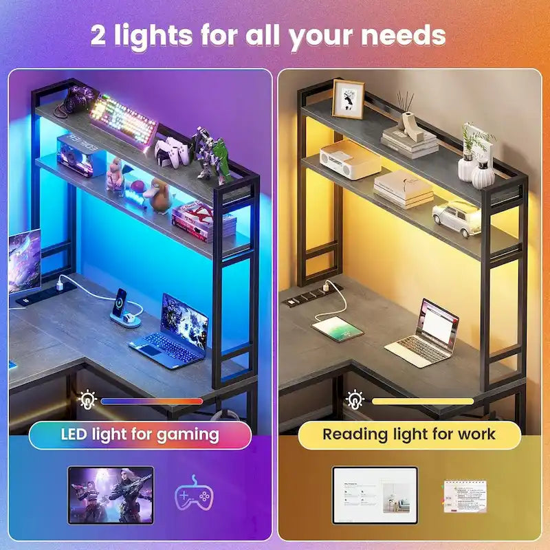 L Shaped Gaming Desk Reversible 45.3 in Small Corner Desk