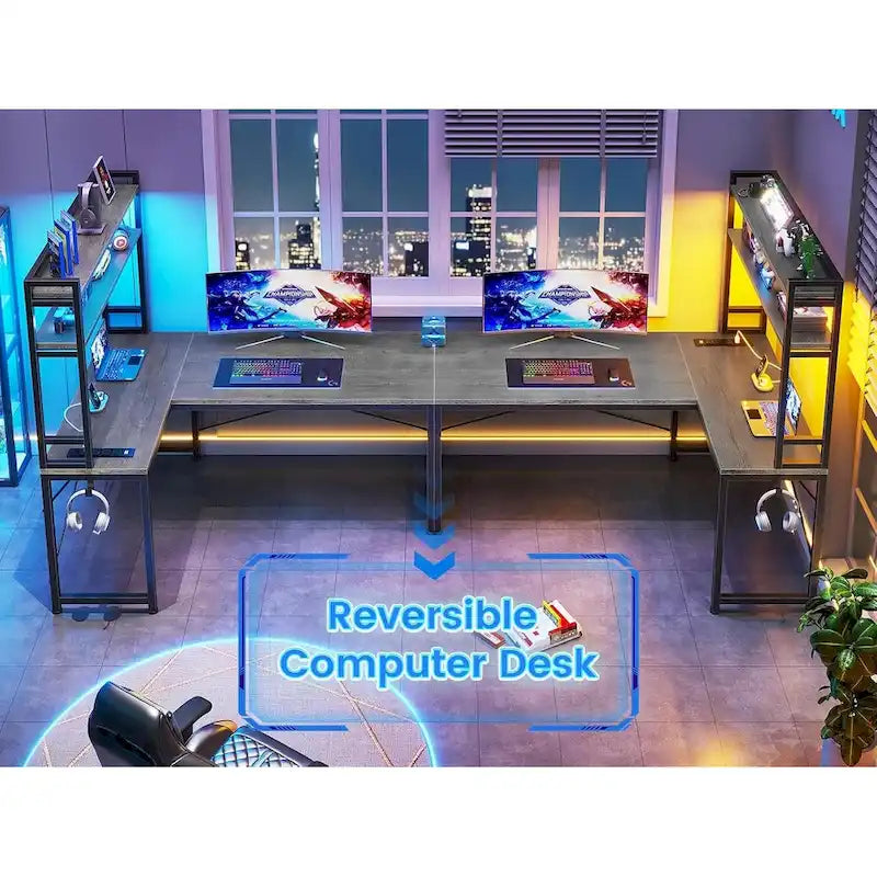L Shaped Gaming Desk Reversible 45.3 in Small Corner Desk