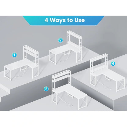 L Shaped Gaming Desk Reversible 45.3 in Small Corner Desk