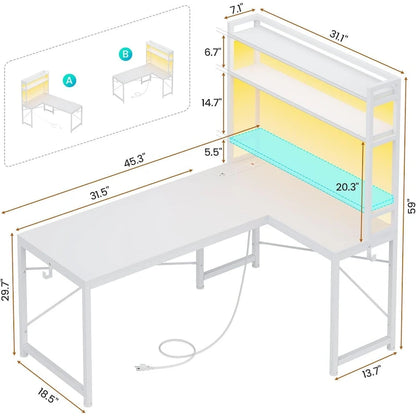 L Shaped Gaming Desk Reversible 45.3 in Small Corner Desk