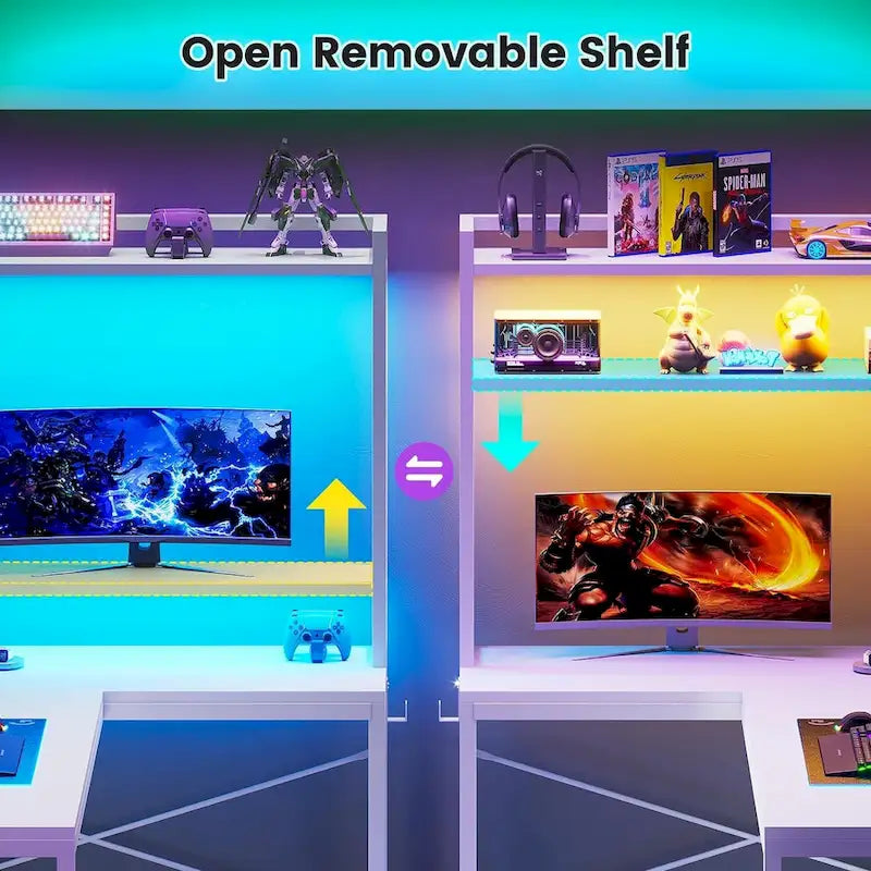 L Shaped Gaming Desk Reversible 45.3 in Small Corner Desk