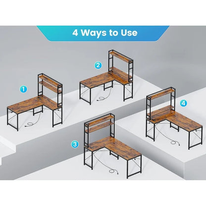 L Shaped Gaming Desk Reversible 45.3 in Small Corner Desk