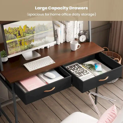 Computer Desk Home Office Desk with Power Outlet Study Writing Table