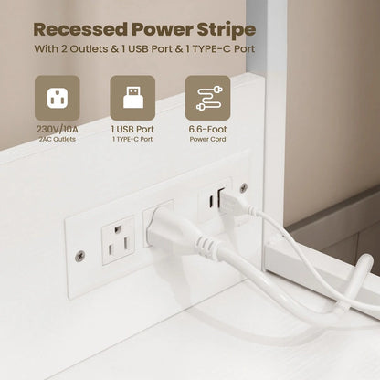 Computer Desk Home Office Desk with Power Outlet Study Writing Table