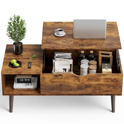Lift Top Coffee Storage Wood Tables with Hidden Compartment Small Dining Desk for Home Living Room Office