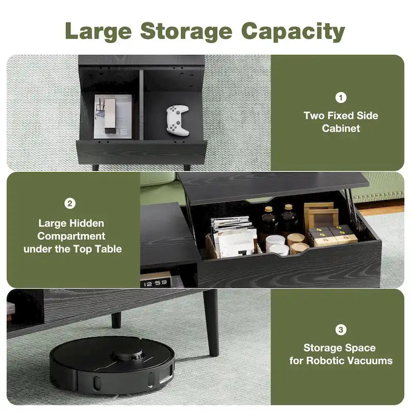 Lift Top Coffee Storage Wood Tables with Hidden Compartment Small Dining Desk for Home Living Room Office