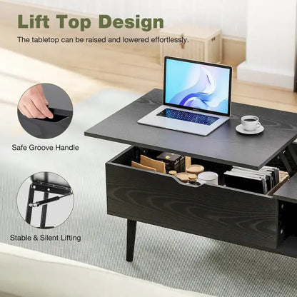 Lift Top Coffee Storage Wood Tables with Hidden Compartment Small Dining Desk for Home Living Room Office