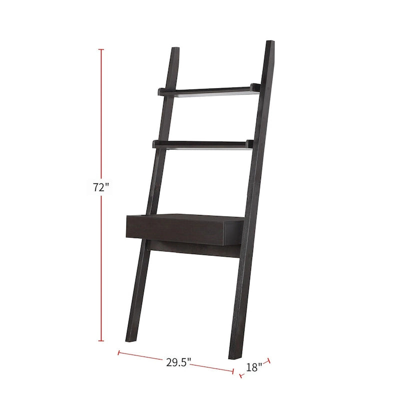 2-Sheif Ladder Desk with Drawer in Cappuccino