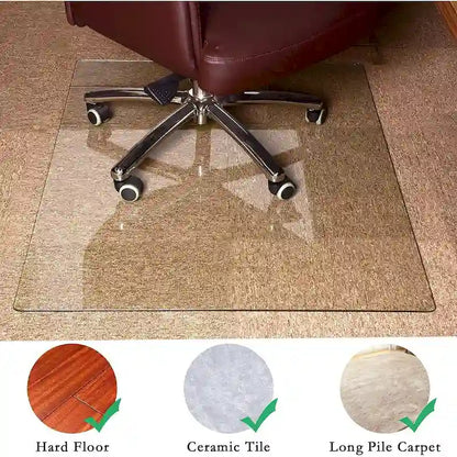 Office Chair Mat 46 x 36 with Tempered Glass for Hard Floor Protection