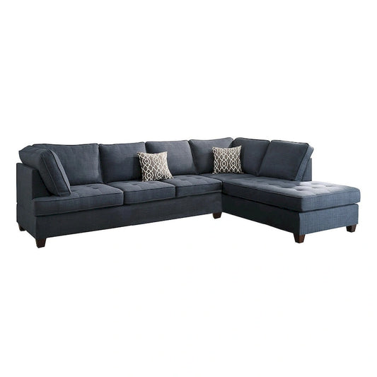 Roda 2 Piece L Shape Sectional Sofa with Reversible Chaise, Blue Fabric
