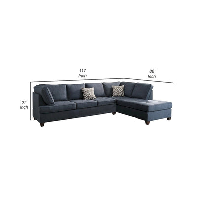 Roda 2 Piece L Shape Sectional Sofa with Reversible Chaise, Blue Fabric