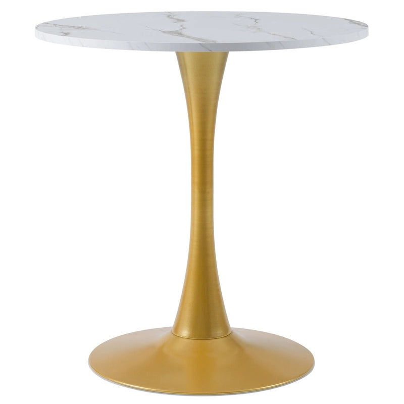 White with Gold Pedestal Base 28-inch Pedestal Bistro Dining Table