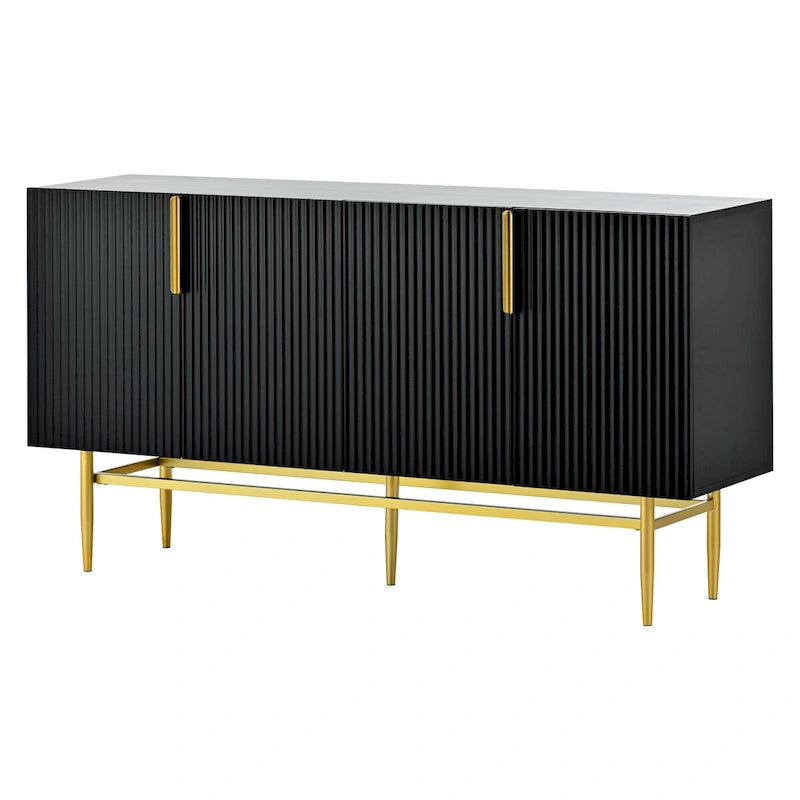 4-door Sideboard Buffet Cabinet with Gold Metal Handle - 60L x 15.2W x 31.5H