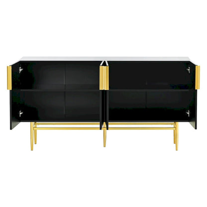 4-door Sideboard Buffet Cabinet with Gold Metal Handle - 60L x 15.2W x 31.5H