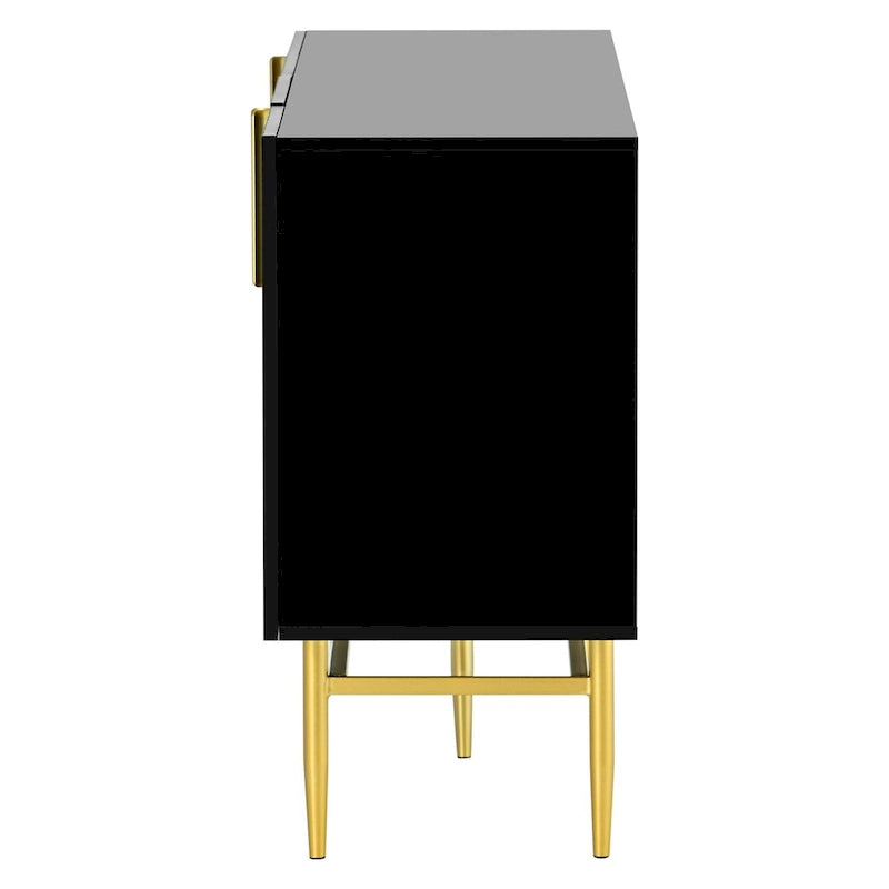 4-door Sideboard Buffet Cabinet with Gold Metal Handle - 60L x 15.2W x 31.5H