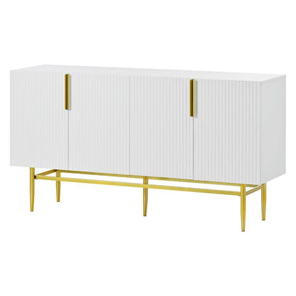 4-door Sideboard Buffet Cabinet with Gold Metal Handle - 60L x 15.2W x 31.5H