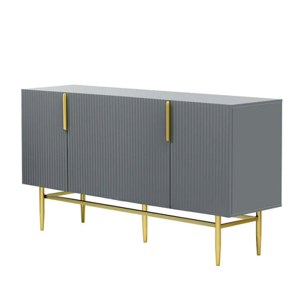 4-door Sideboard Buffet Cabinet with Gold Metal Handle - 60L x 15.2W x 31.5H