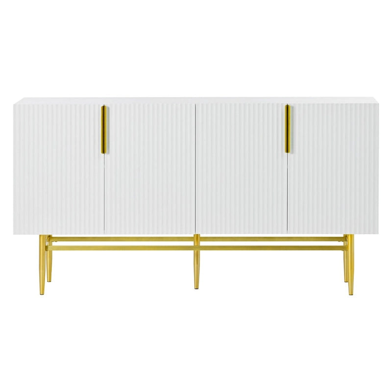4-door Sideboard Buffet Cabinet with Gold Metal Handle - 60L x 15.2W x 31.5H