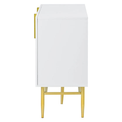 4-door Sideboard Buffet Cabinet with Gold Metal Handle - 60L x 15.2W x 31.5H