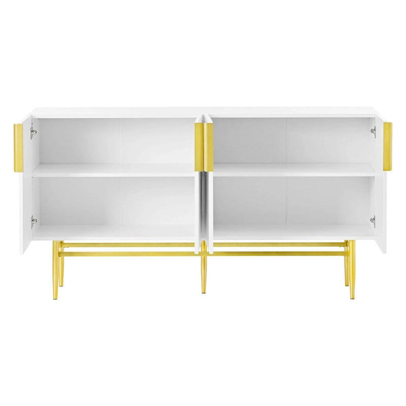 4-door Sideboard Buffet Cabinet with Gold Metal Handle - 60L x 15.2W x 31.5H