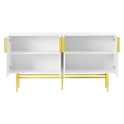 4-door Sideboard Buffet Cabinet with Gold Metal Handle - 60L x 15.2W x 31.5H