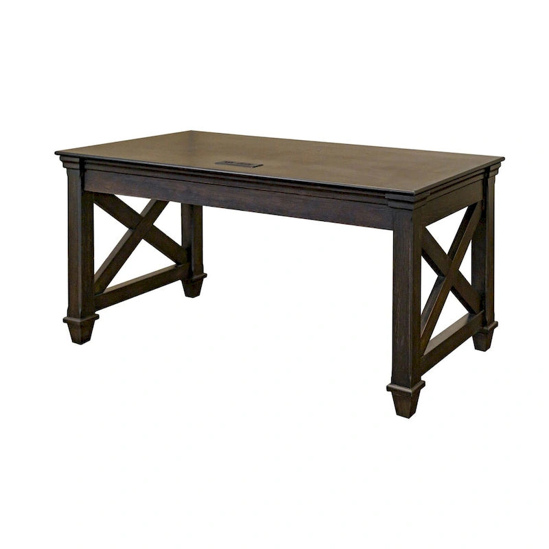 Traditional Wood Writing Desk, Dark Brown