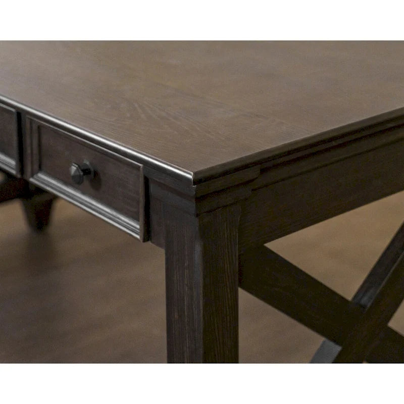 Traditional Wood Writing Desk, Dark Brown