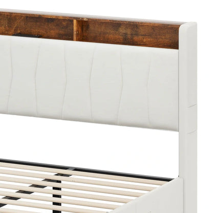 Moasis Queen Storage Upholstered Headboard Bed Frame