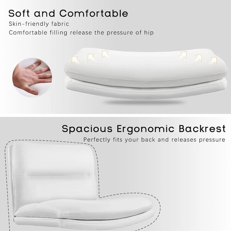 Bossin Criss Cross Chair with Wheels,PU Leather Armless Cross Legged Office chair, Adjustable Wide Seat Task Vanity Chair