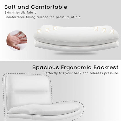 Bossin Criss Cross Chair with Wheels,PU Leather Armless Cross Legged Office chair, Adjustable Wide Seat Task Vanity Chair