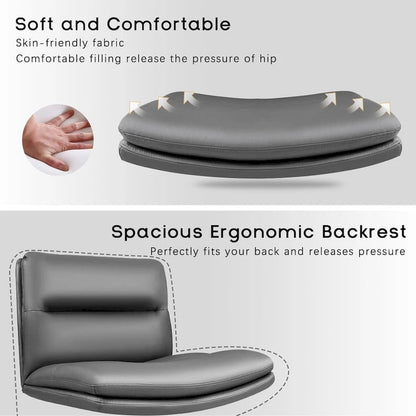 Bossin Criss Cross Chair with Wheels,PU Leather Armless Cross Legged Office chair, Adjustable Wide Seat Task Vanity Chair