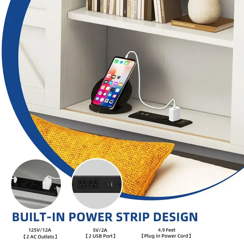 Moasis Farmhouse White Queen/King Size Bed Frame