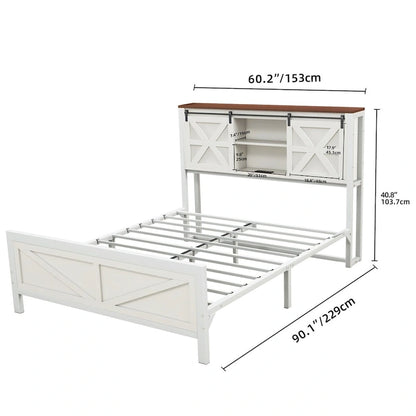 Moasis Farmhouse White Queen/King Size Bed Frame