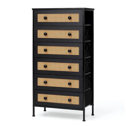 VredHom 6-Drawer PE Rattan Storage Cabinet Closet Dresser