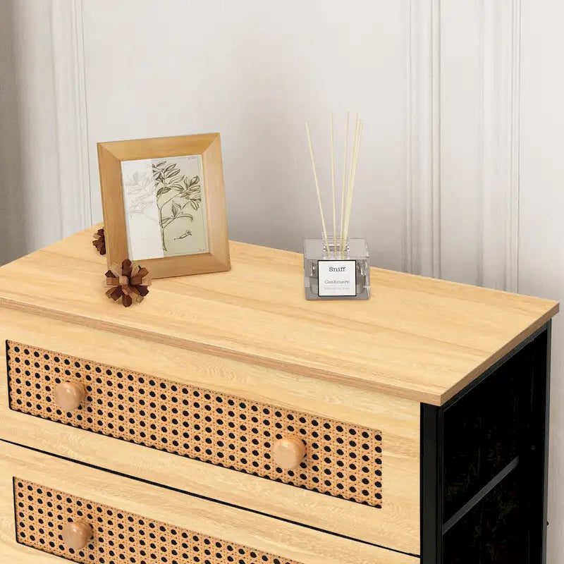 VredHom 6-Drawer PE Rattan Storage Cabinet Closet Dresser